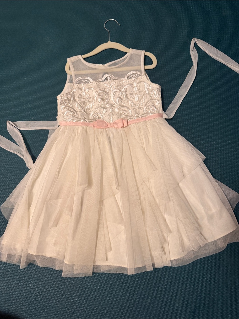 Jona Michelle Ivory and Pink Tulle Party Dress